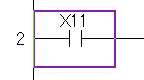 GX-Works2の回路編集画面でカーソルが紫色になっている様子が分かる画像